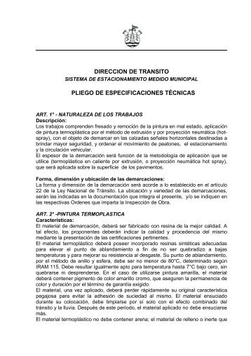 Pliego de especificaciones técnicas - Municipalidad de Córdoba