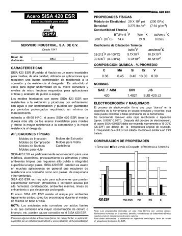 ACERO SISA 420 ESR Inoxidable