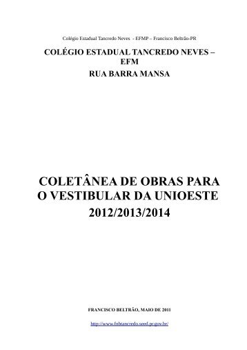 coletânea de obras para o vestibular da unioeste 2012/2013/2014