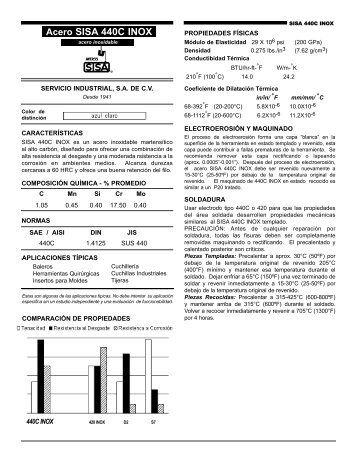 ACERO SISA 440C Inoxidable - AISI 440C