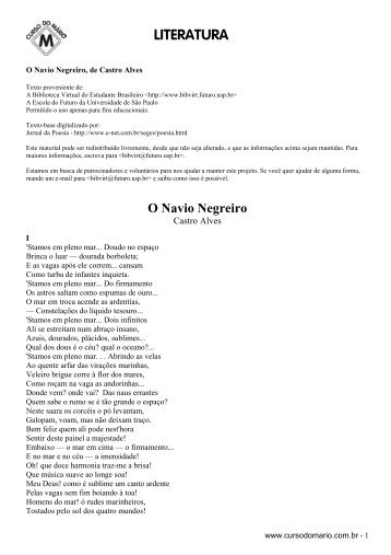 O Navio Negreiro, de Castro Alves - Turmadomario.com.br