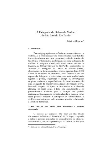 A Delegacia de Defesa da Mulher de São José do Rio Pardo