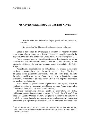 “O NAVIO NEGREIRO”, DE CASTRO ALVES