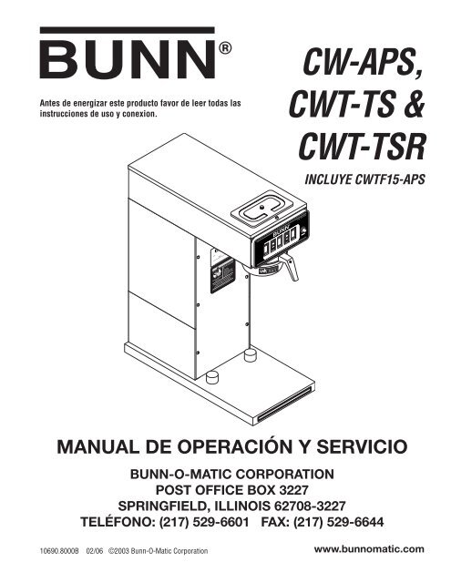 Manual Despiece CWTFA APS - COFFEECO