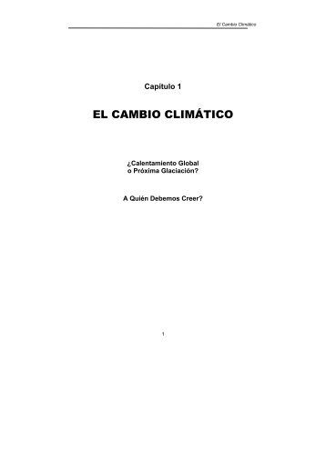 Capítulo 1: El Cambio Climático - Mitos y Fraudes