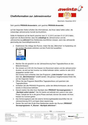 Jahresabschlussschreiben 2012 - Awinta GmbH