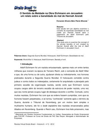 O Sentido da Maldade na Obra Eichmann em ... - Direito Brasil