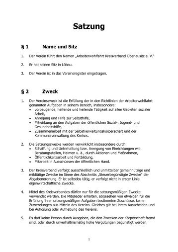 Satzung - Arbeiterwohlfahrt - Kreisverband Oberlausitz eV