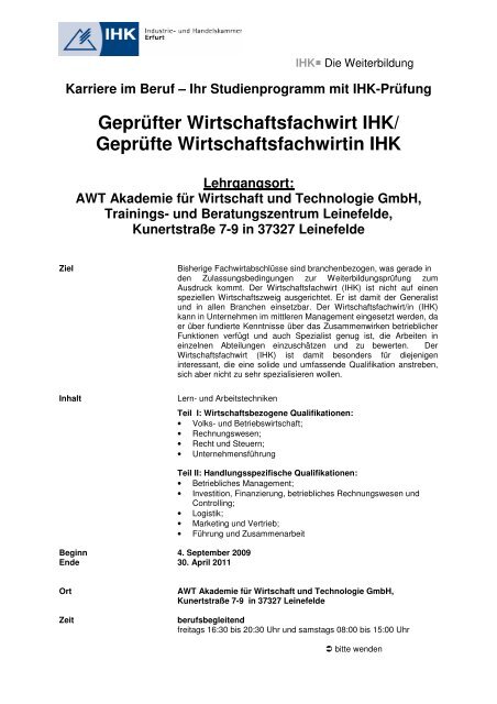 Geprüfter Wirtschaftsfachwirt IHK - AWT Akademie für Wirtschaft und ...