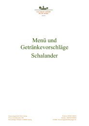 Menü und Getränkevorschläge Schalander - Ayinger