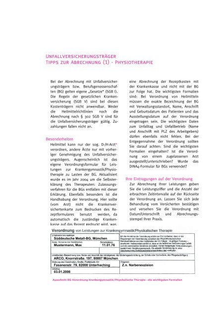 Tipps zur Abrechnung (1)  Physiotherapie  azh