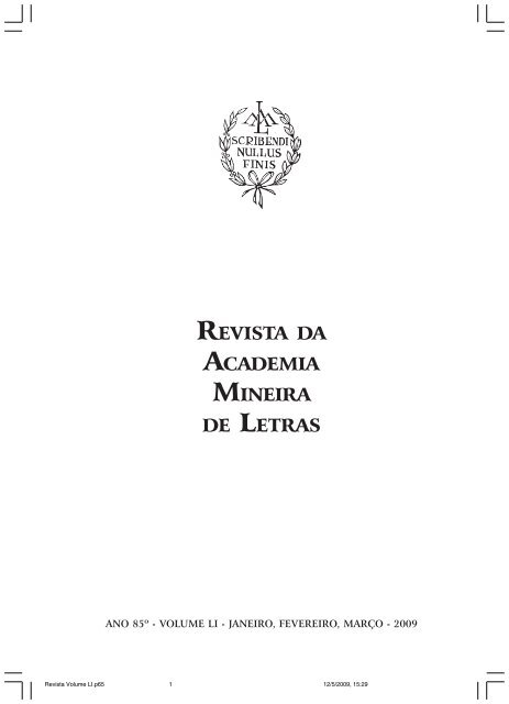 DA EVISTA CADEMIA INEIRA ETRAS - Academia Mineira de Letras