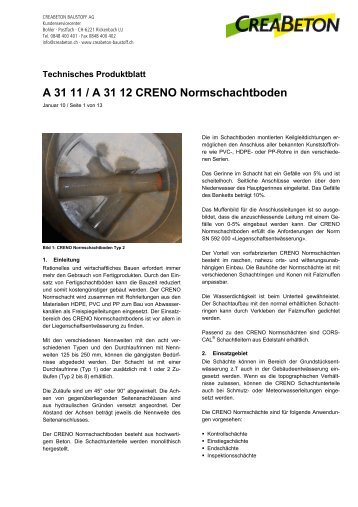 A 31 11 / A 31 12 CRENO Normschachtboden - Zeiss Neutra SA