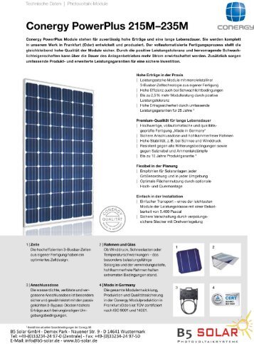 Conergy PowerPlus 215Mâ235M - B5 Solar