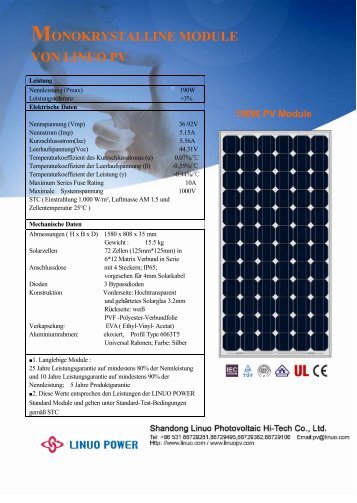 MONOKRYSTALLINE MODULE VON LINUO PV - B5 Solar