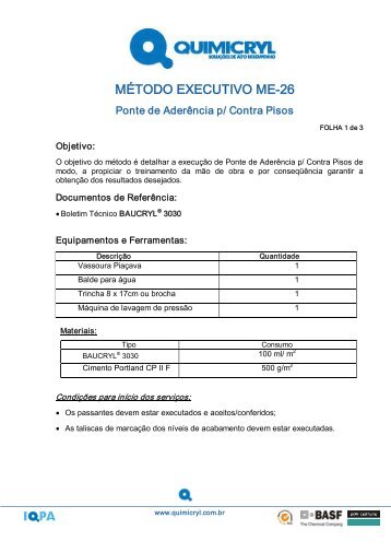 MÉTODO EXECUTIVO ME26 - Quimicryl