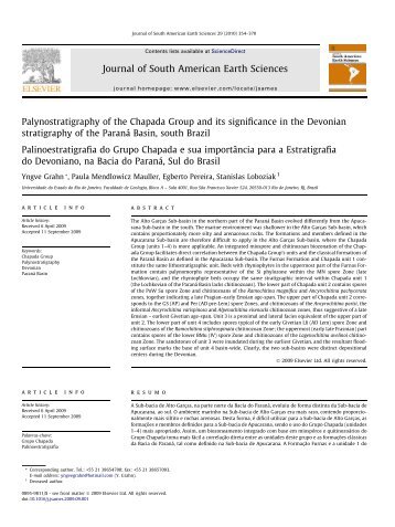 Palynostratigraphy of the Chapada Group and its significance in the ...