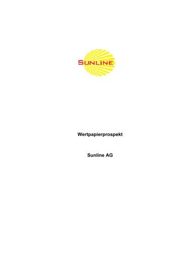 Wertpapierprospekt Sunline AG - Baader Bank AG