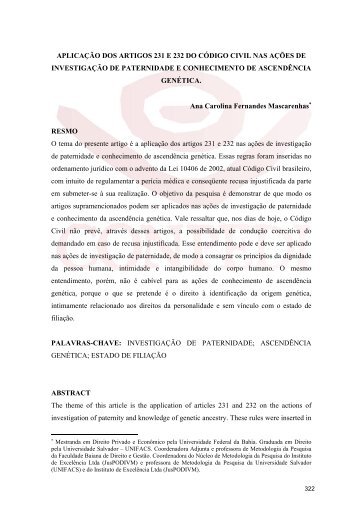 aplicação dos artigos 231 e 232 do código civil nas ações ... - Conpedi