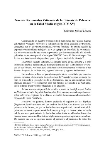 Nuevos Documentos Vaticanos de la Diócesis de Palencia ... - Dialnet