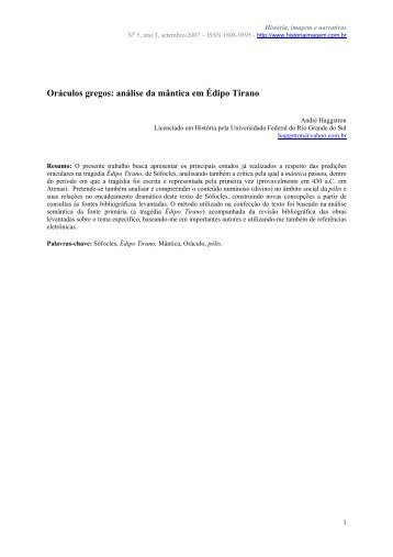 Oráculos gregos: análise da mântica em Édipo Tirano - História ...