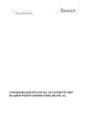 CONSOLIDATED FINANCIAL STATEMENTS ... - Baader Bank AG