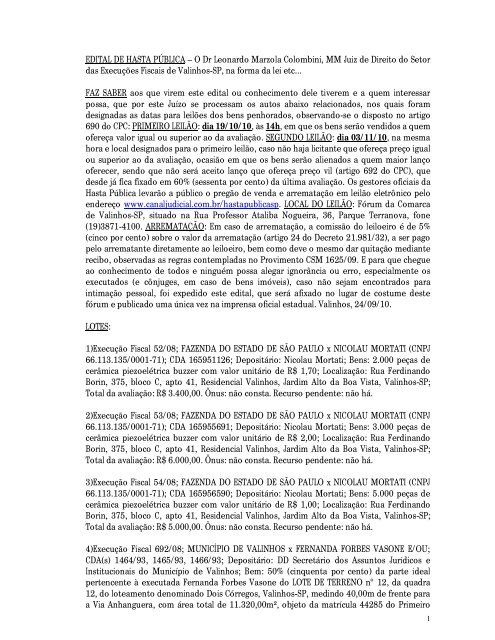 EDITAL DE HASTA PÚBLICA – O Dr Leonardo Marzola Colombini ...