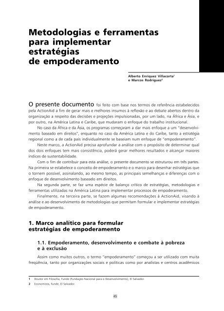 Empoderamento e direitos no combate à pobreza - ActionAid Brasil