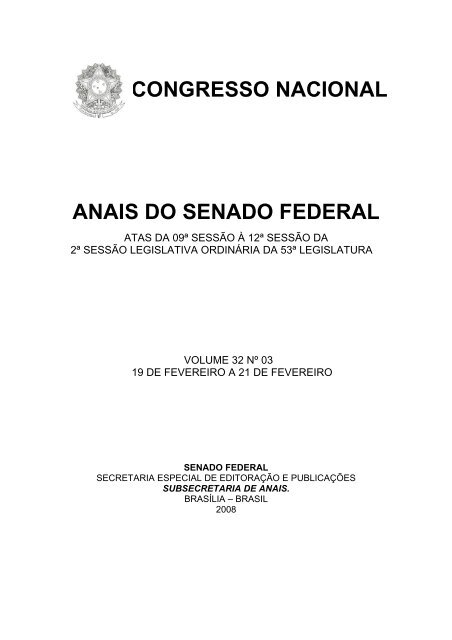 CONGRESSO NACIONAL ANAIS DO SENADO FEDERAL