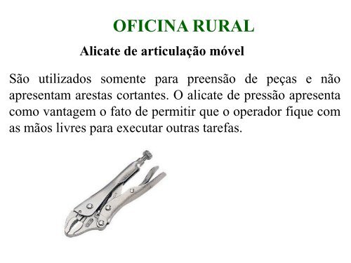 Curso Técnico em Agropecuária MECANIZAÇÃO AGRÍCOLA OFICINA RURAL