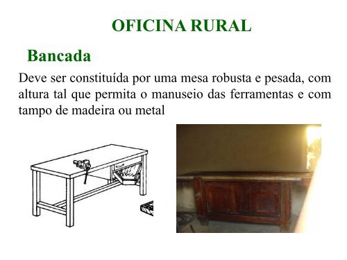 Curso Técnico em Agropecuária MECANIZAÇÃO AGRÍCOLA OFICINA RURAL