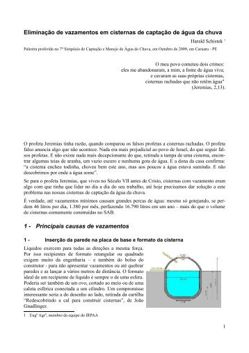 Eliminação de vazamentos em cisternas de captação de ... - IRPAA