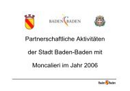 Partnerschaftliche Aktivitäten der Stadt Baden-Baden mit Moncalieri ...