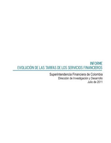 Informe de evolución de las tarifas de los servicios financieros