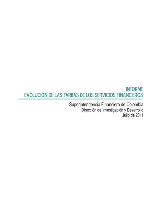 Informe de evolución de las tarifas de los servicios financieros