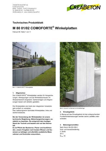 M 80 01/02 COMOFORTE Winkelplatten - Zeiss Neutra SA