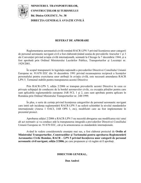 LPN 5 privind licentierea unor categorii de personal - Ministerul ...