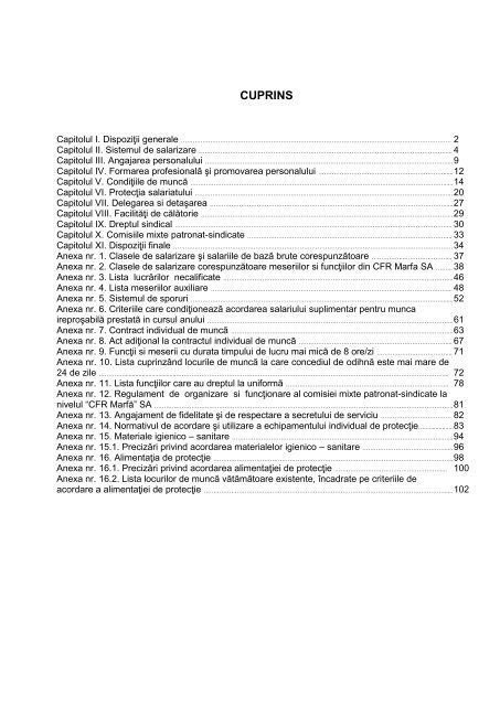 Contract Colectiv de Munca CFR Marfa 2012 - 2014 - Feroviarul Deva