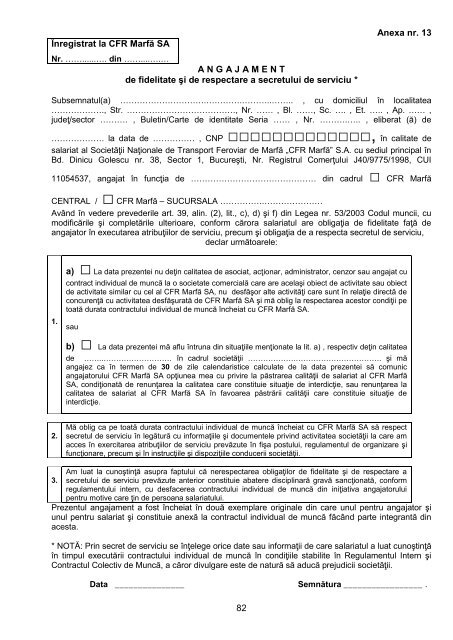 Contract Colectiv de Munca CFR Marfa 2012 - 2014 - Feroviarul Deva