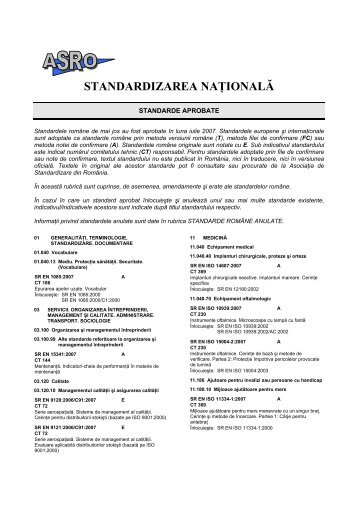 STANDARDIZAREA NAŢIONALĂ - ASRO