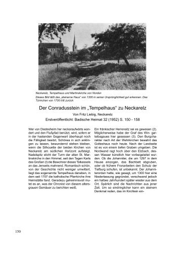 Der Conradusstein im âTempelhausâ zu Neckarelz - Badische Heimat