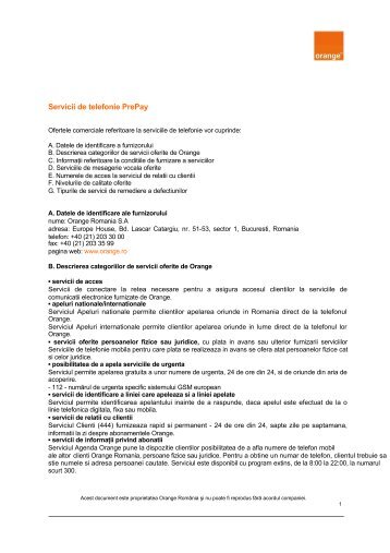 Servicii de telefonie PrePay - Orange