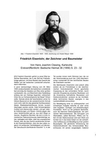 Friedrich Eisenlohr, der Zeichner und Baumeister - Badische Heimat