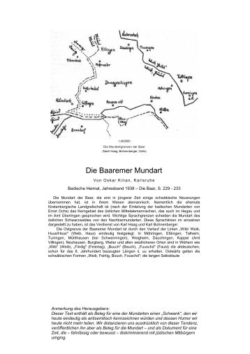 Oskar Kilian: Die Baaremer Mundart. - Badische Heimat