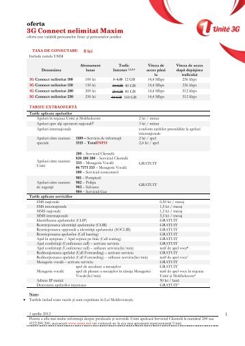 Descrierea ofertei 3G Merci Connect - Moldtelecom