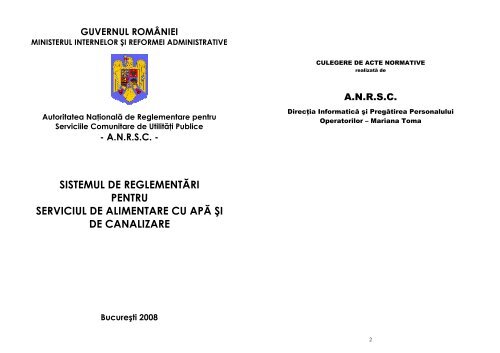 Autoritatea Naţională de Reglementare pentru Serviciile ... - anrsc