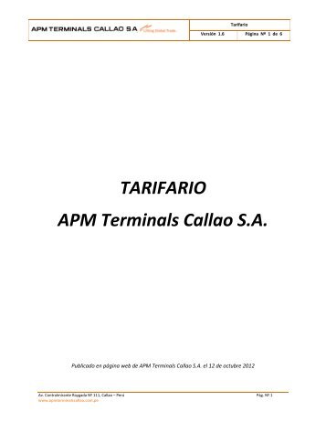 TARIFARIO APM Terminals Callao S.A.