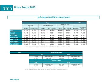 Novos Preços 2013 - TMN