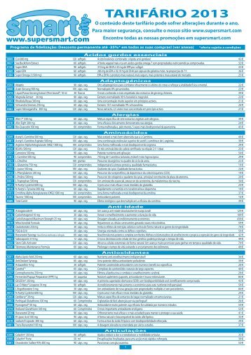 tarifário / nota de encomenda 2013 - SuperSmart