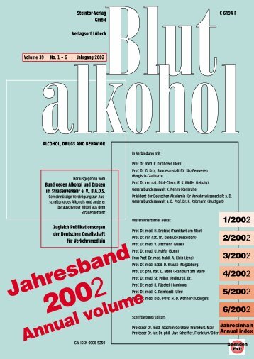 Blutalkohol 2002.pdf - BADS (Bund gegen Alkohol und Drogen im ...